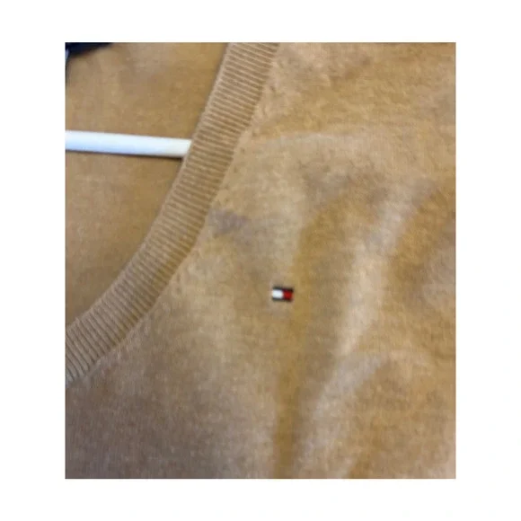 Tommy Hilfiger Brown V-Neck Pima Cotton Women's Jumper Size L - Picture 7 of 8